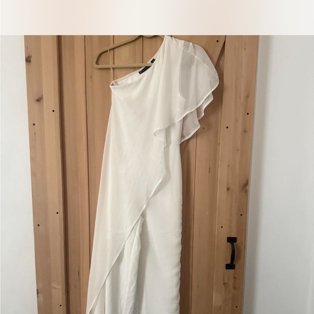 New York & Company White One-Shoulder Dress